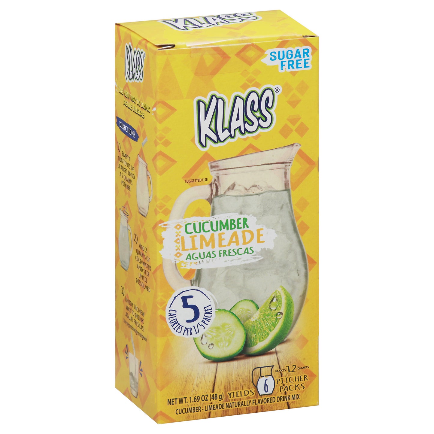 Klass 6 Pitcher Pack Sugar Free Cucumber Limeade Aguas Frescas 6 ea