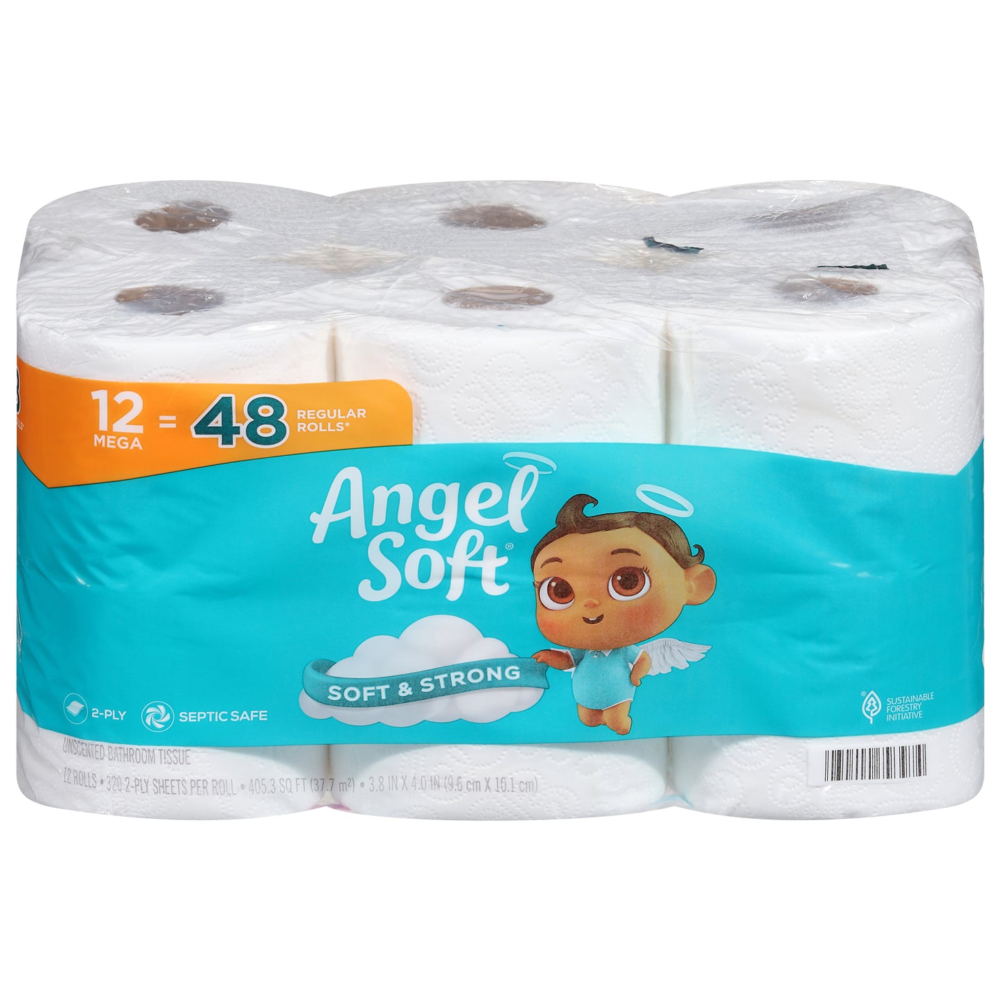 Angel Soft 2-Ply Unscented Bathroom Tissue Mega 12 ea