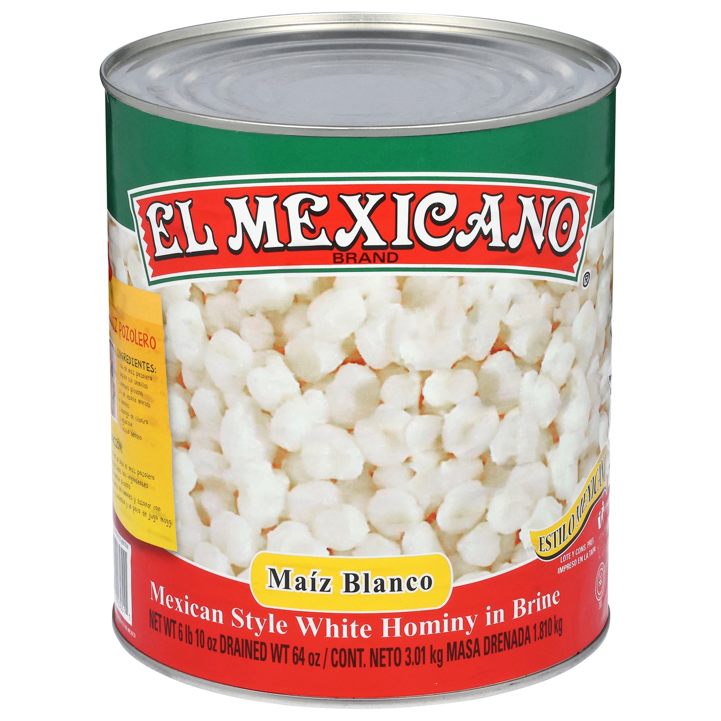 El Mexicano Mexican Style White Hominy in Brine 3.01 kg