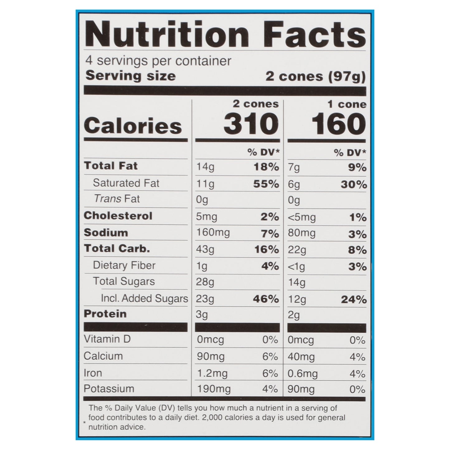 Blue Bunny Mini Swirls Cookies 'N Cream Cones, Frozen Dessert, 8 Pack