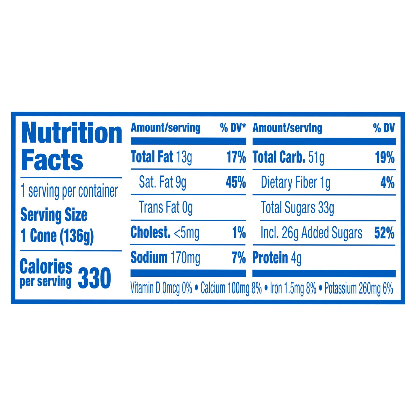 OREO King Size Frozen Dairy Dessert Cone, 1 Count