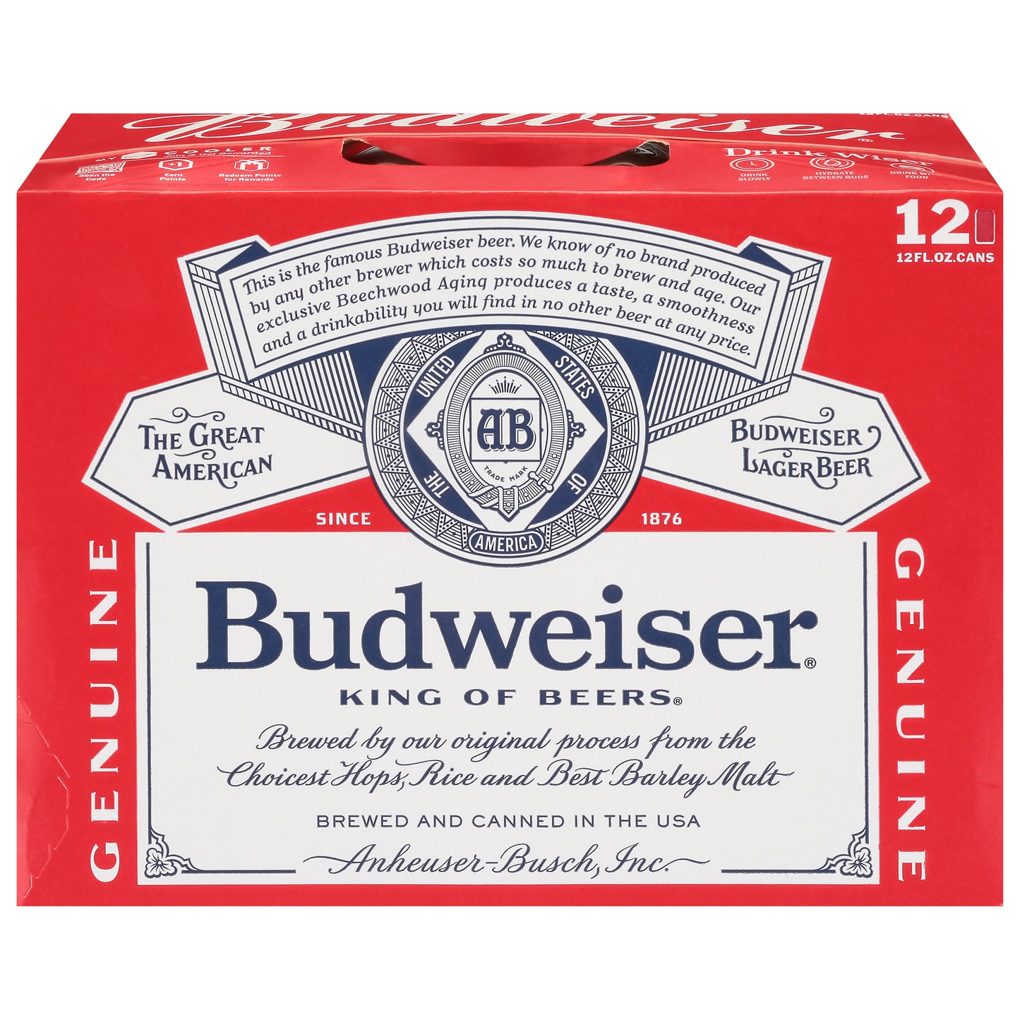 Budweiser King of Beers Lager Beer 12 - 12 fl oz Cans