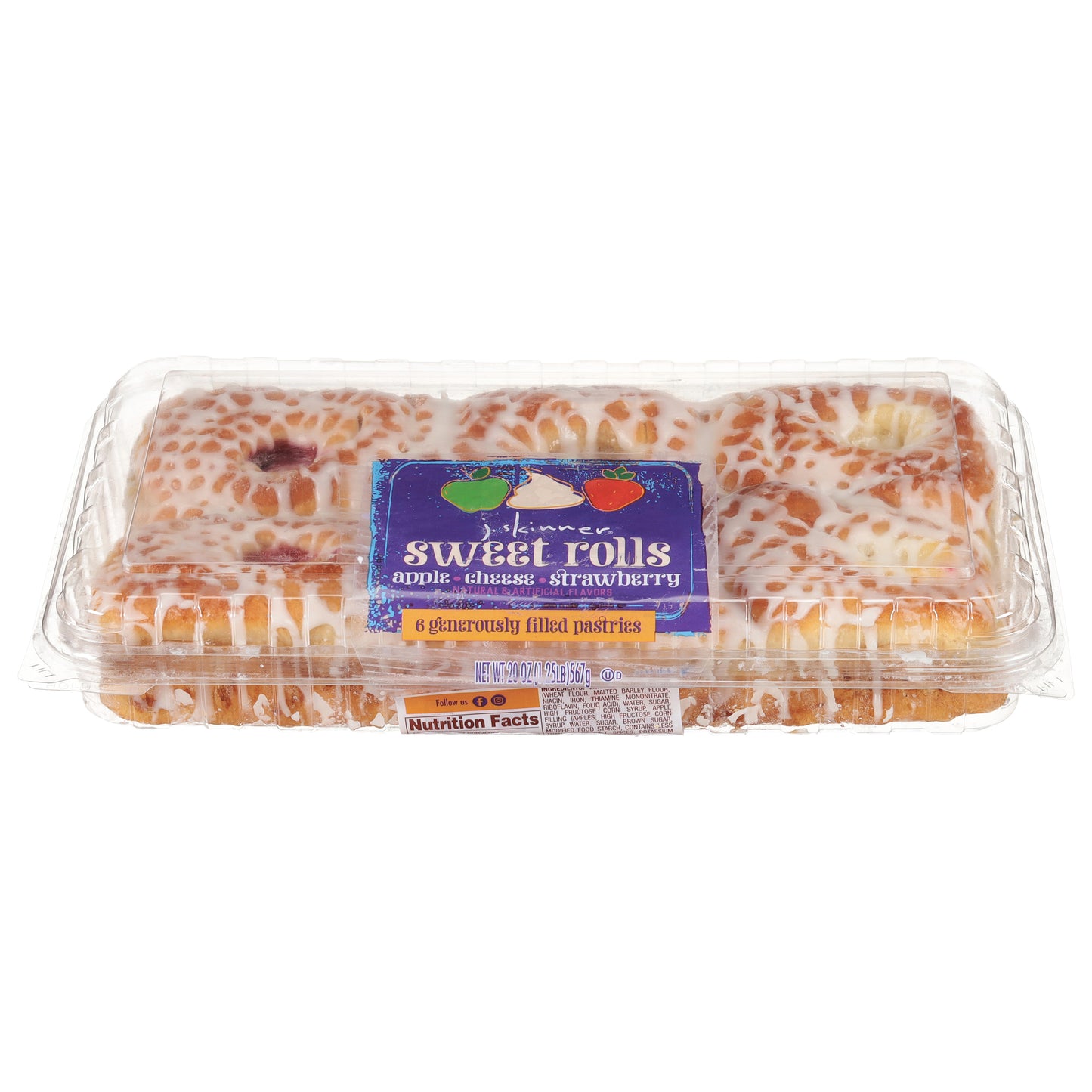 J. Skinner Apple/Cheese/Strawberry Sweet Rolls 6 ea