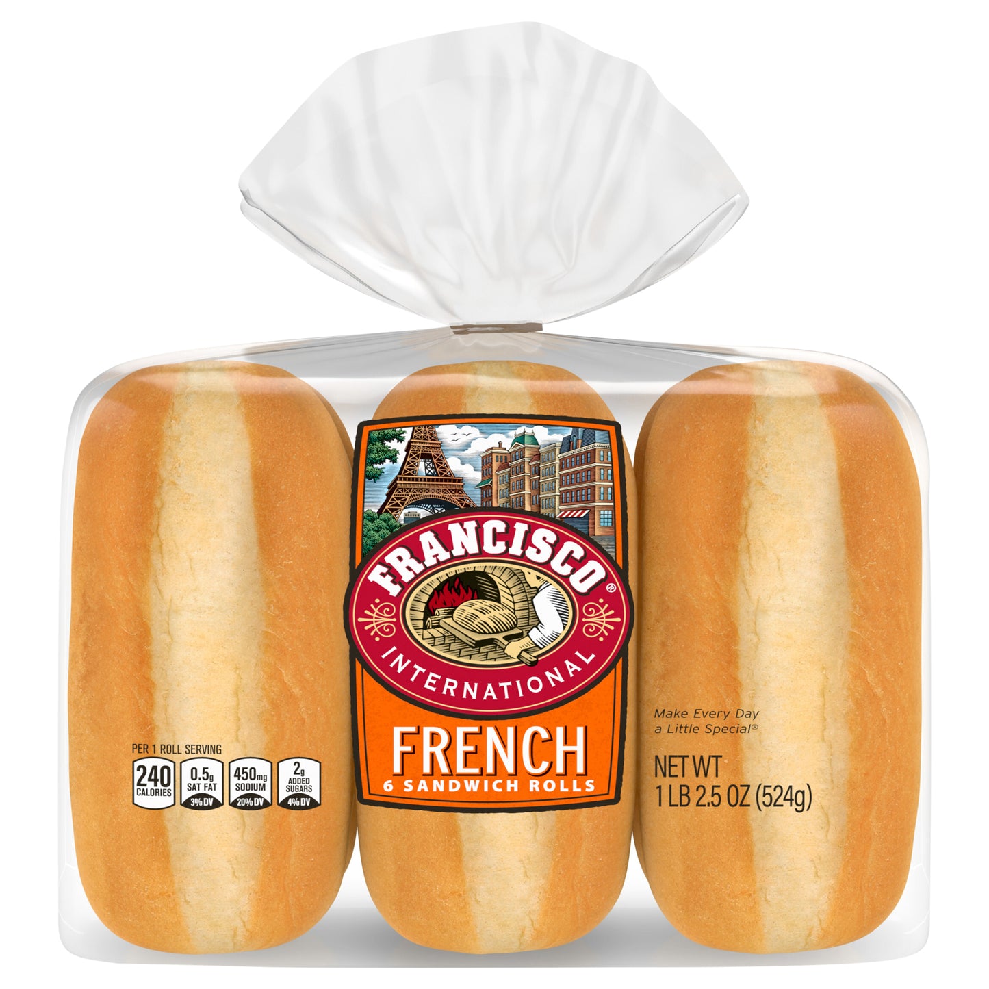 Francisco French Sandwich Rolls, 6 count, 18.5 oz