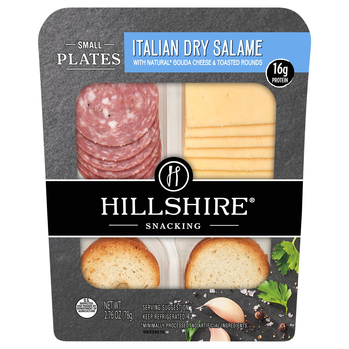 Hillshire Snacking Small Plates, Italian Dry Salame Deli Lunch Meat and Gouda Cheese, 2.76 oz