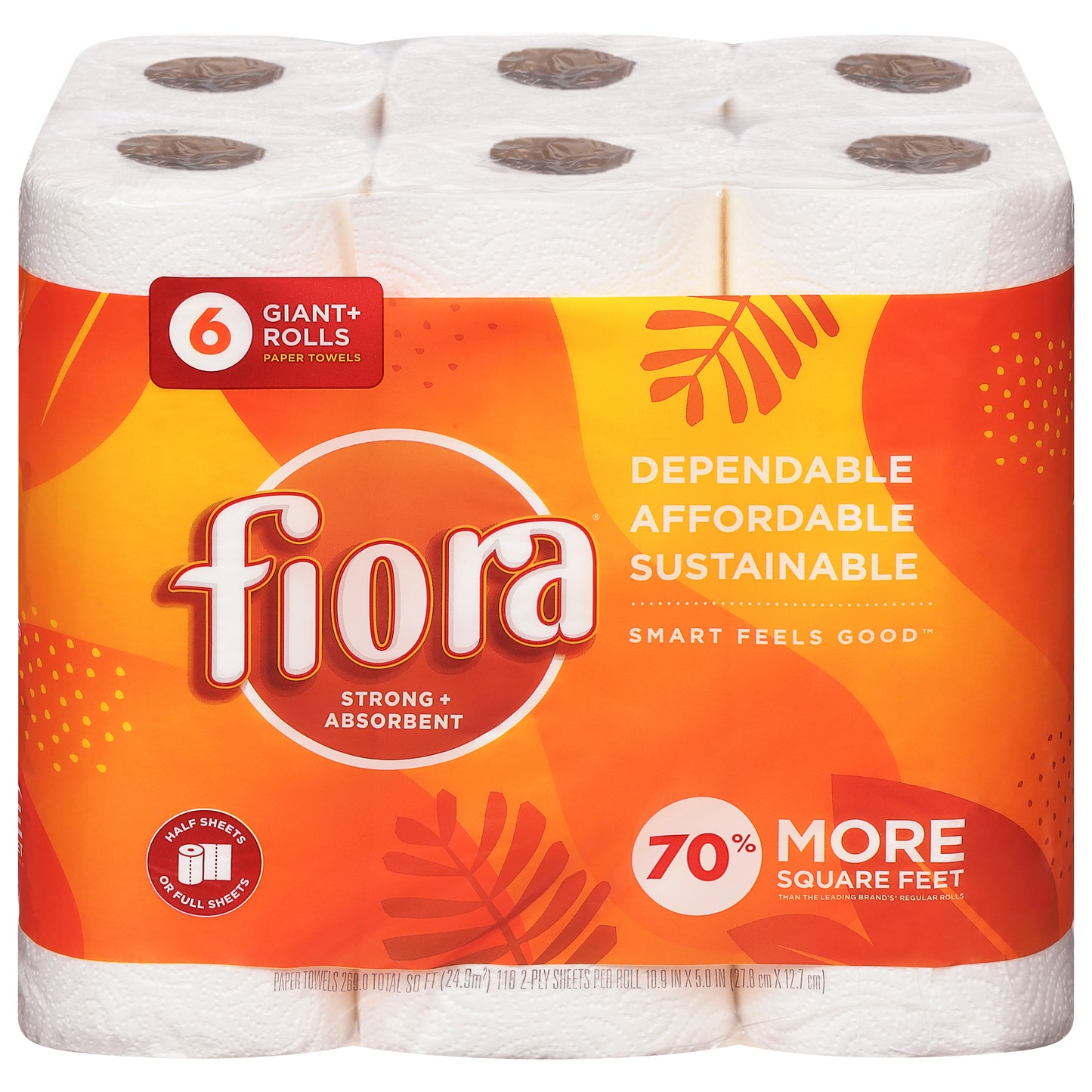 Fiora 2-Ply Paper Towel Giant + Rolls 6 ea