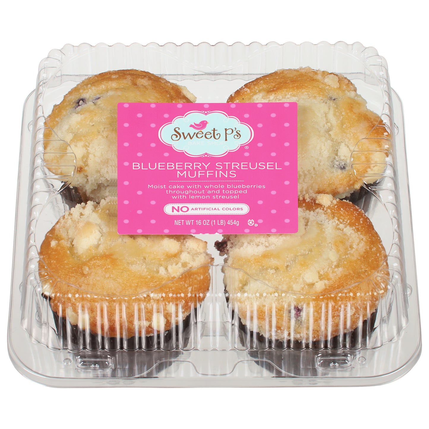 Sweet P's Bake Shop Blueberry Streusel Muffins 16 oz