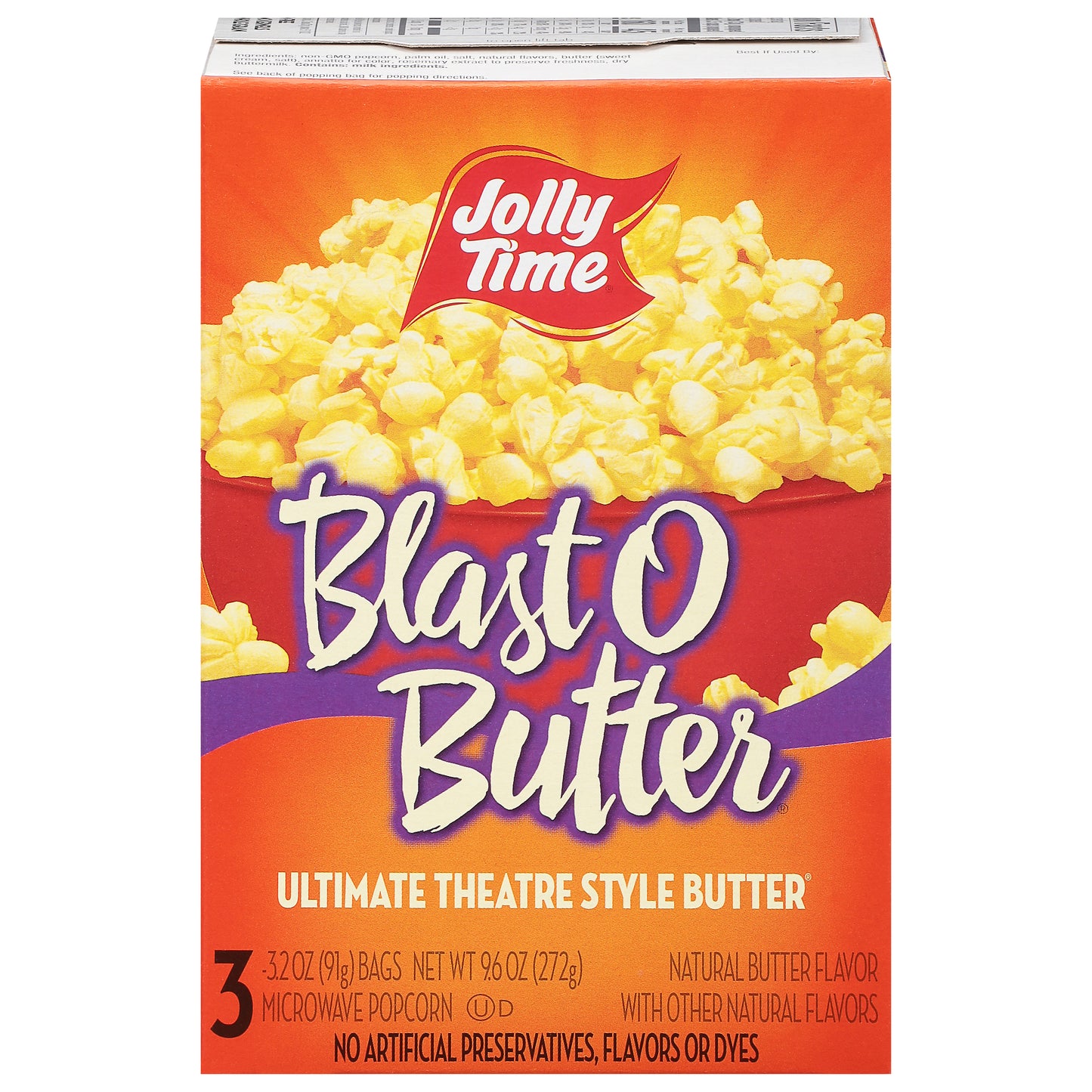 Jolly Time Blast O Butter Ultimate Theatre Style Butter Microwave Popcorn 3 - 3.2 oz Bags
