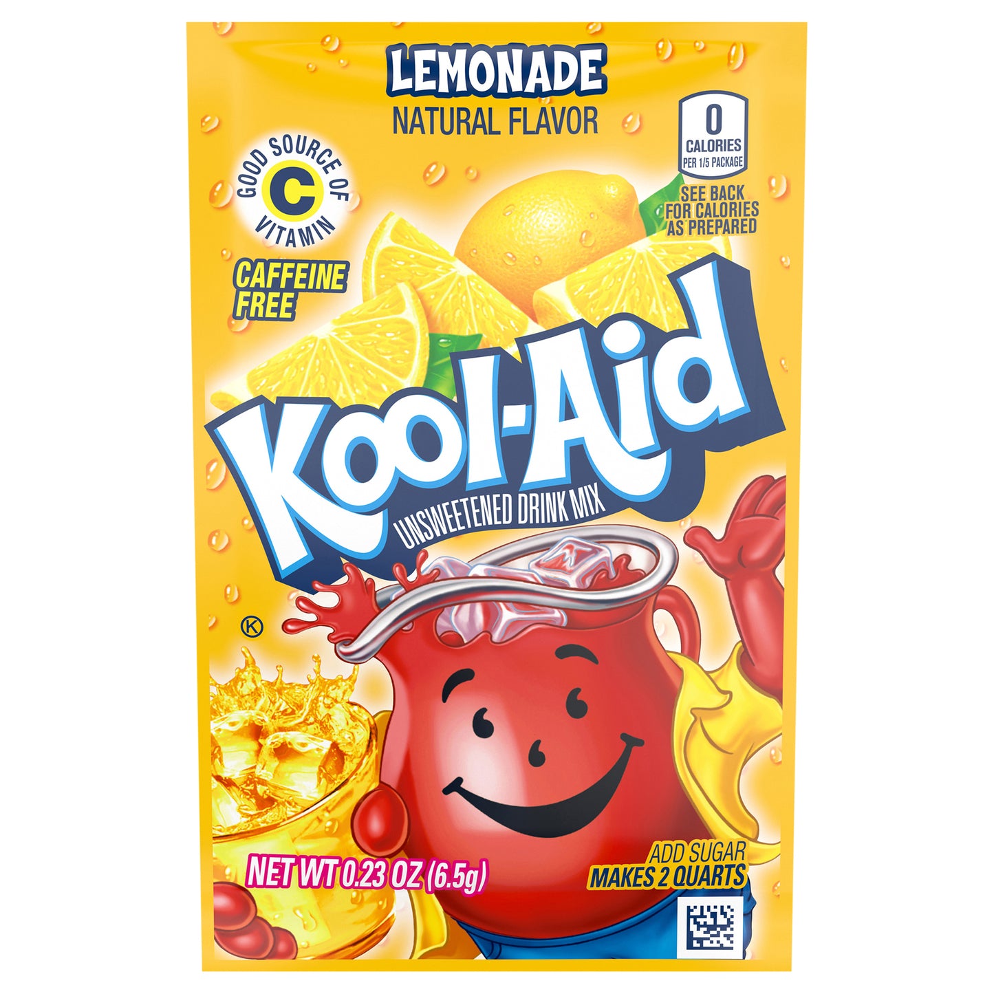 Kool-Aid Unsweetened Lemonade Powdered Drink Mix, Caffeine Free, 0.23 oz Packet