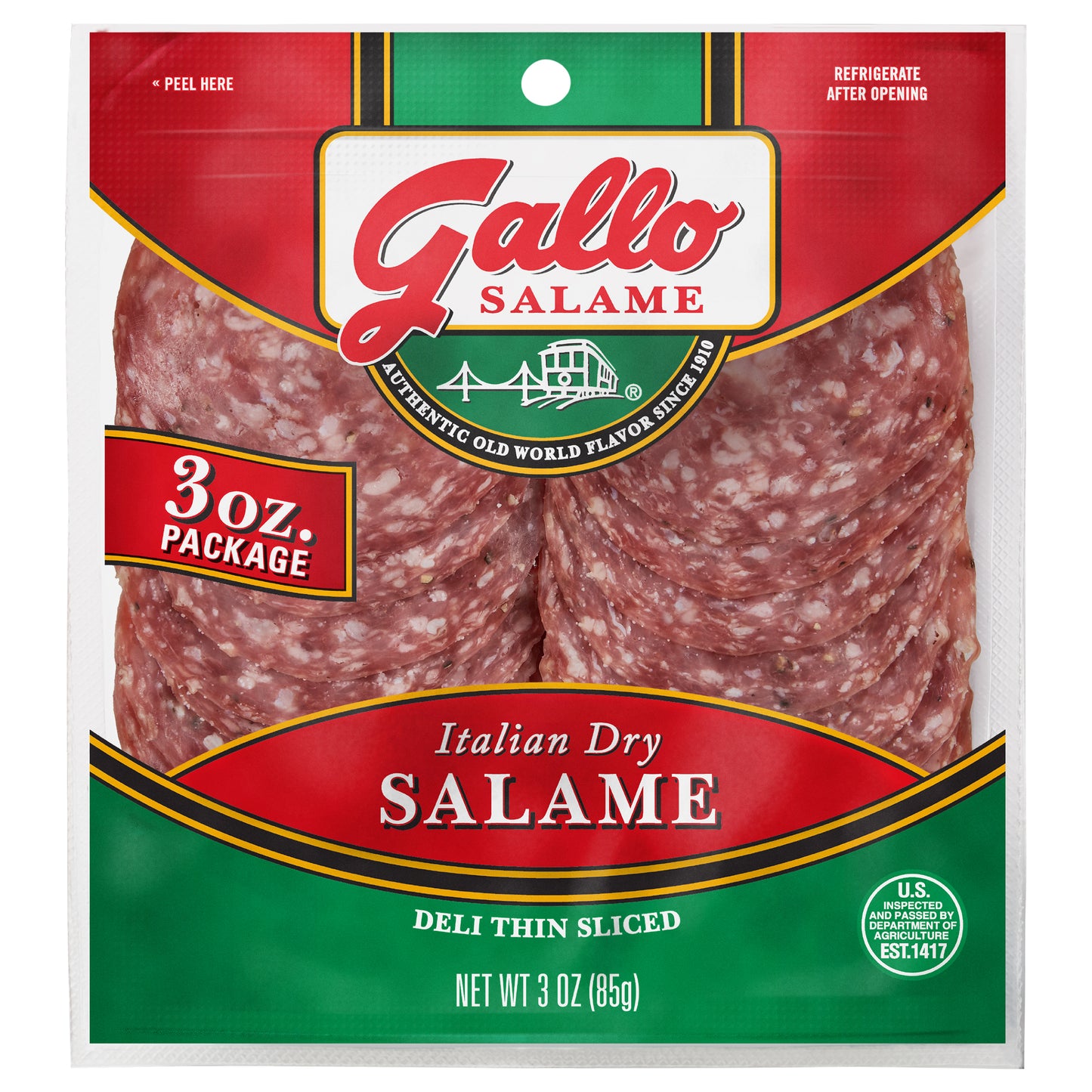 Gallo Salame® Deli Thin Sliced Italian Dry Salami, 3 oz.