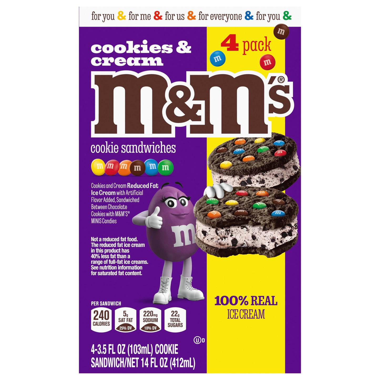 M&M'S Cookies and Cream Ice Cream Cookie Sandwiches 4pk