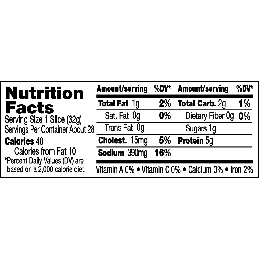 Bar-S Premium Deli Smoked Ham Lunch Meat, 28 Slices Per Pack, 2 Pound Package