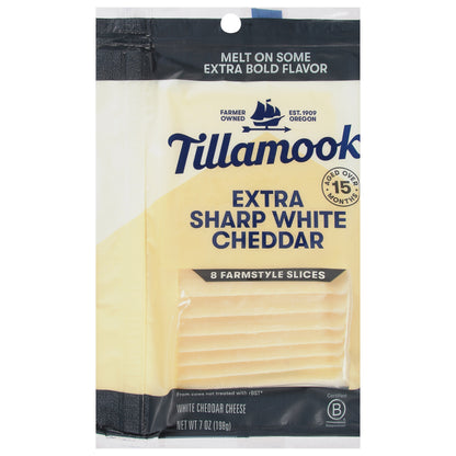 Tillamook Farmstyle Slices Extra Sharp White Cheddar Cheese 8 ea