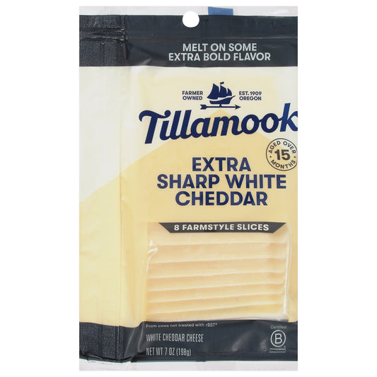 Tillamook Farmstyle Slices Extra Sharp White Cheddar Cheese 8 ea