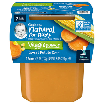 Gerber Natural for Baby Veggie Power Sweet Potato Corn 2 - 4 Oz Tubs