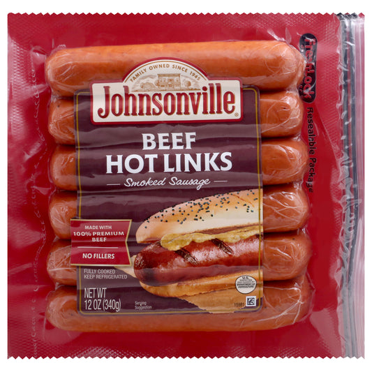Johnsonville Beef Hot Links Smoked Sausage 12 oz