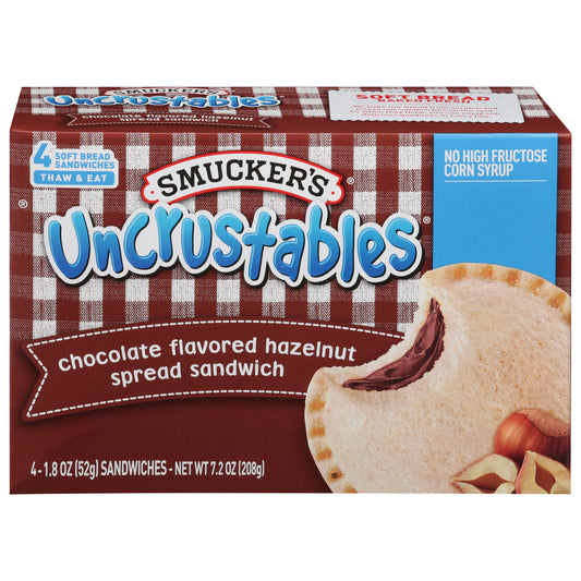 Smucker's Unscrustables Chocolate Flavored Hazelnut Spread Sandwich 4 - 1.8 oz Sandwiches
