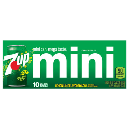 7UP Lemon Lime Soda, 7.5 fl oz mini cans, 10 pack