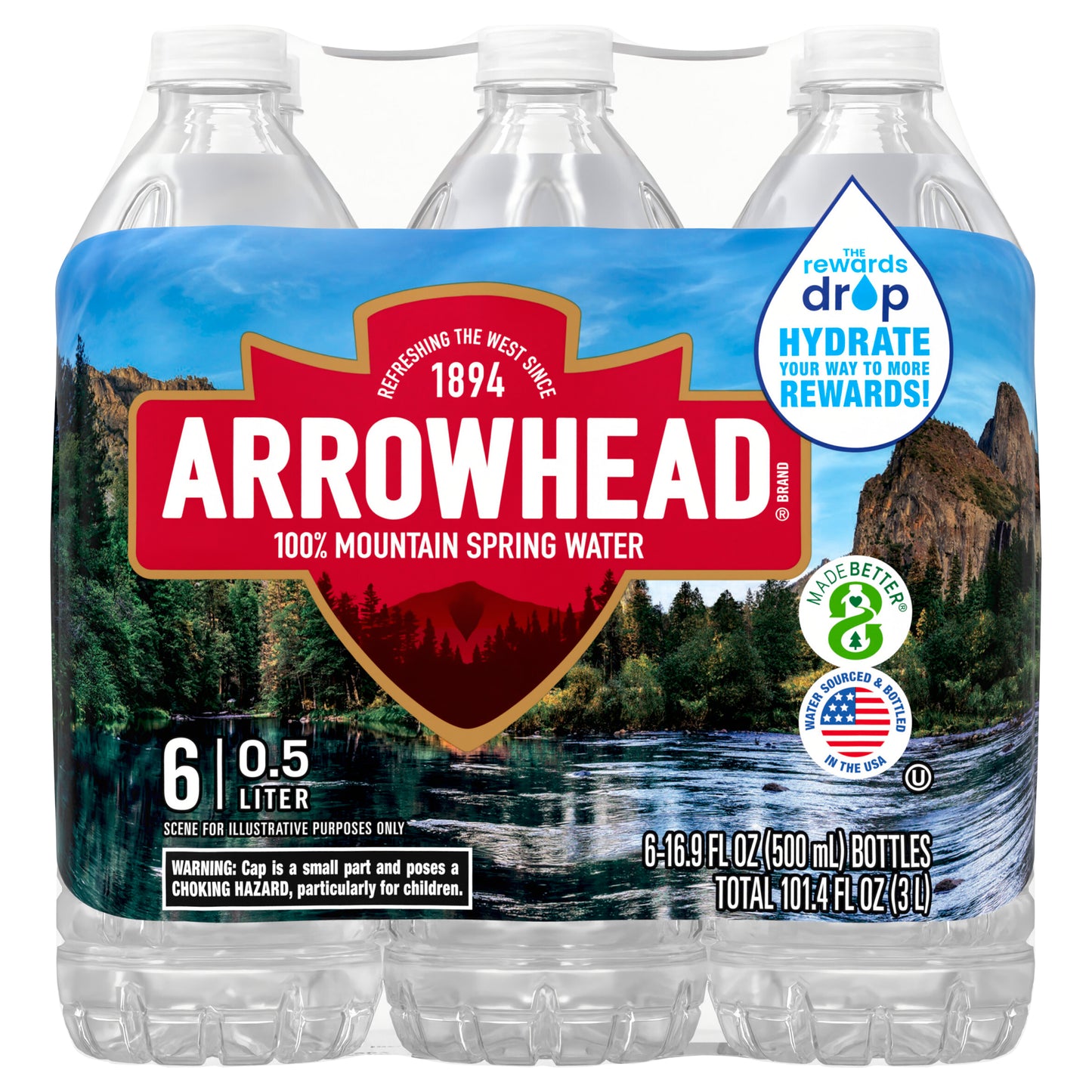ARROWHEAD Brand 100% Mountain Spring Water, 16.9-ounce plastic bottles (Pack of 6)