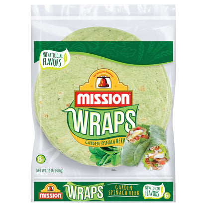 Mission Garden Spinach Herb Wraps, 6 Count