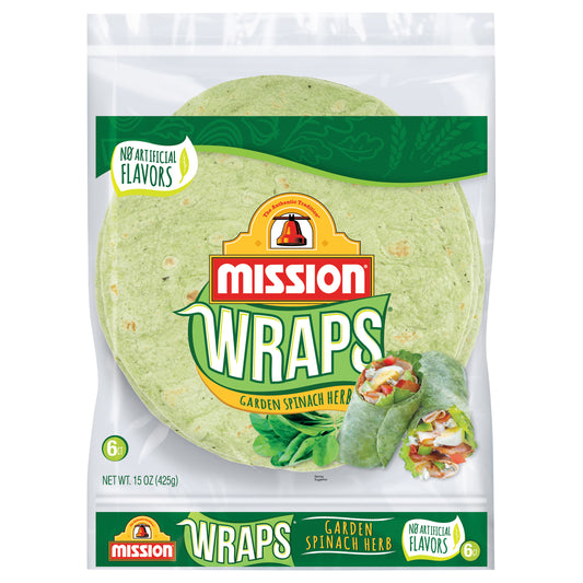 Mission Garden Spinach Herb Wraps, 6 Count