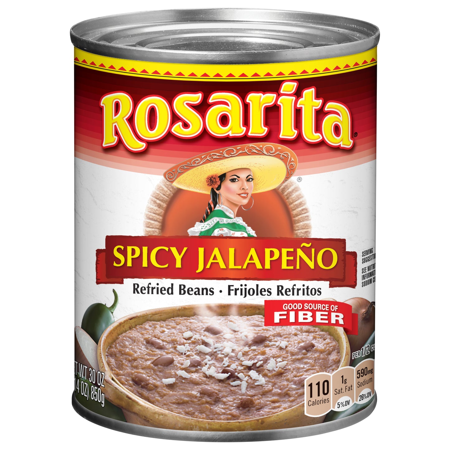 Rosarita Spicy Jalapeno Refried Beans, 30 oz