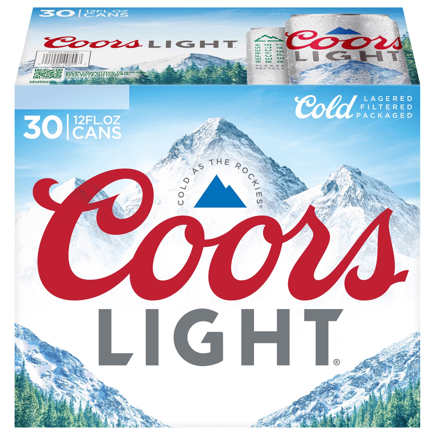 Coors Light Beer, American Light Lager Beer, 4.2% ABV, 30-pack, 12-oz beer cans