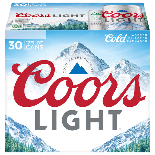 Coors Light Beer, American Light Lager Beer, 4.2% ABV, 30-pack, 12-oz beer cans