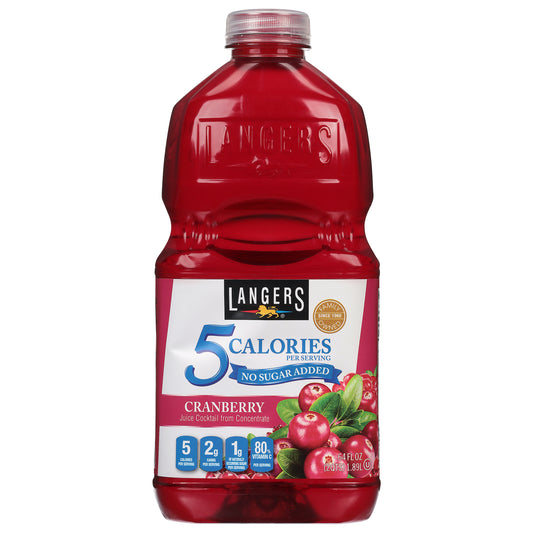 Langers 5 Calories No Sugar Added Cranberry Juice Cocktail from Concentrate 64 fl oz