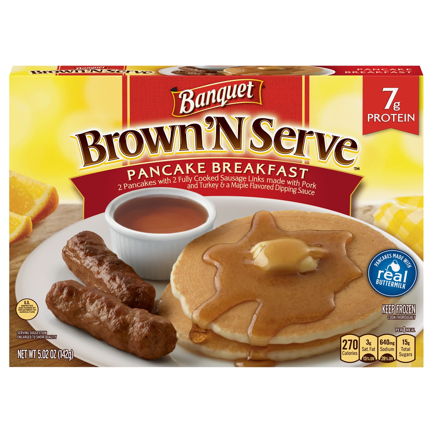 Banquet Brown 'N Serve Pancake Breakfast, Frozen Meal, 5.02 OZ