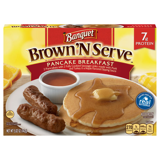 Banquet Brown 'N Serve Pancake Breakfast, Frozen Meal, 5.02 OZ