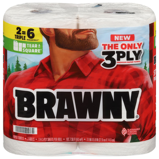 Brawny 3-Ply Tear-A-Square Paper Towels Triple Rolls 2 ea
