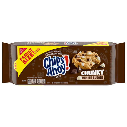 CHIPS AHOY! Chunky White Fudge Chocolate Chunk Cookies, Family Size, 18 oz