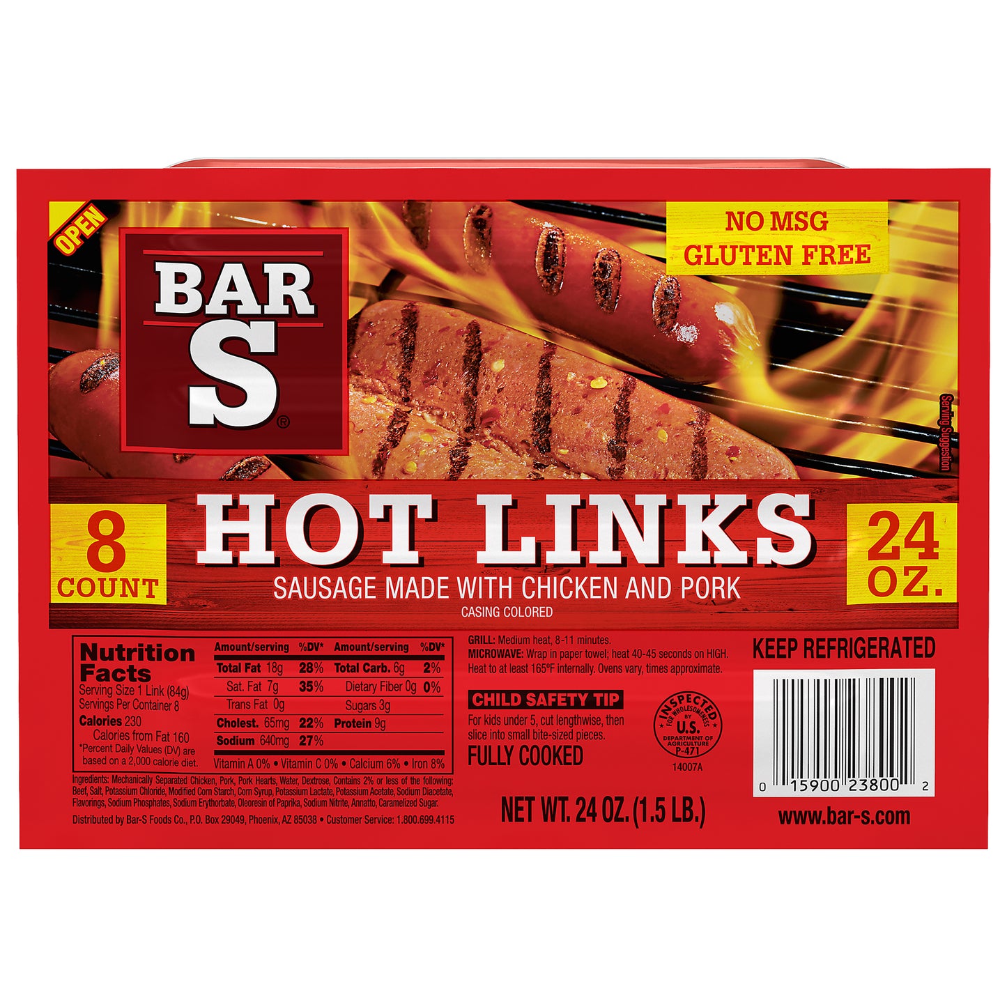 Bar-S® Hot Links 8 ct Pack