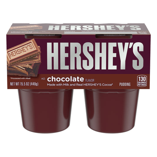 Hershey's Chocolate Ready-to-Eat Pudding Snacks with Milk & Real Cocoa, 4 ct Cups