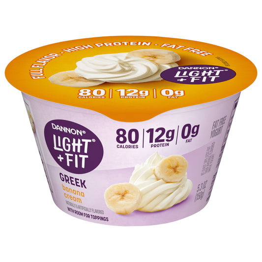 Dannon Light + Fit Banana Cream Greek Fat Free Yogurt, 5.3 OZ Yogurt Cup