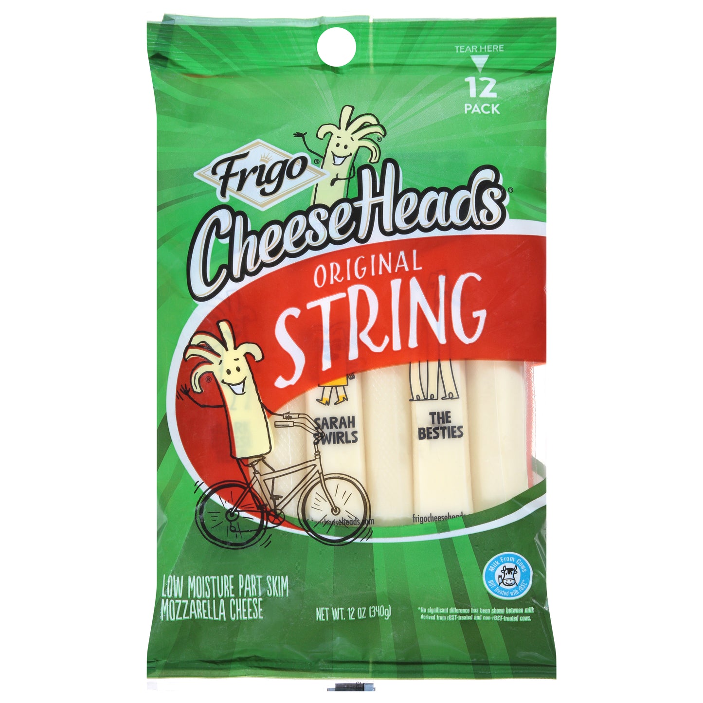 Frigo CheeseHeads Original Low Moisture Part Skim Mozzarella String Cheese 12 ea