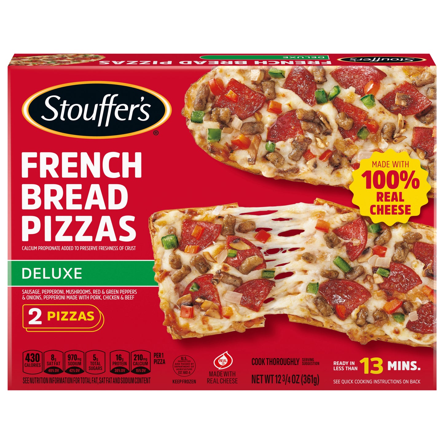 Stouffer's Deluxe French Bread Frozen Pizza 12.75oz Box