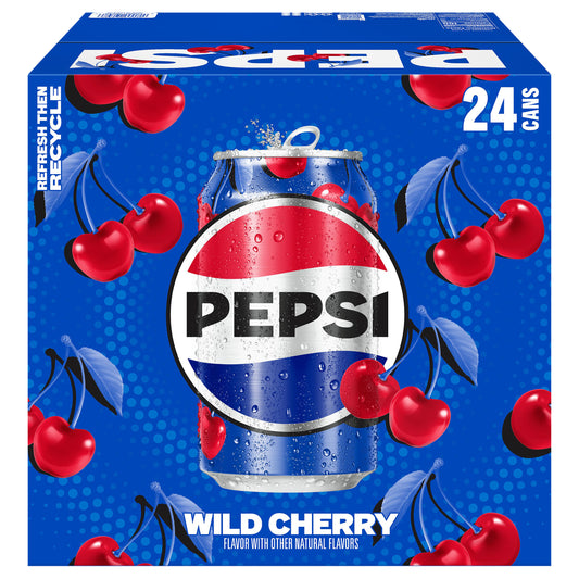 Pepsi Wild Cherry Cola 12 Fl Oz 24 Count Cans