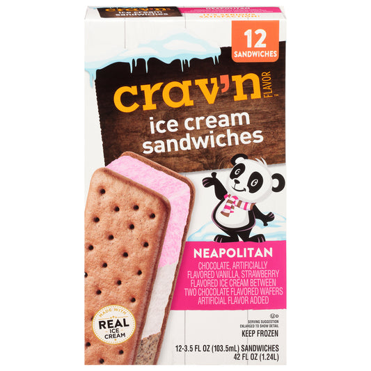 Crav'n Flavor Neapolitan Ice Cream Sandwiches 12 ea