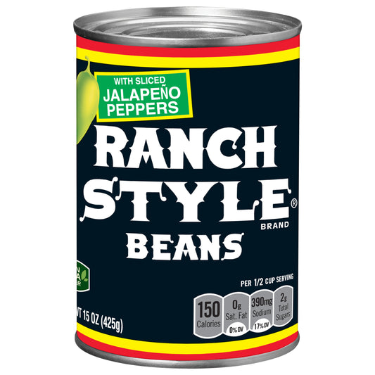 Ranch Style Beans With Sliced Jalapeno Peppers, Canned Beans, 15 OZ