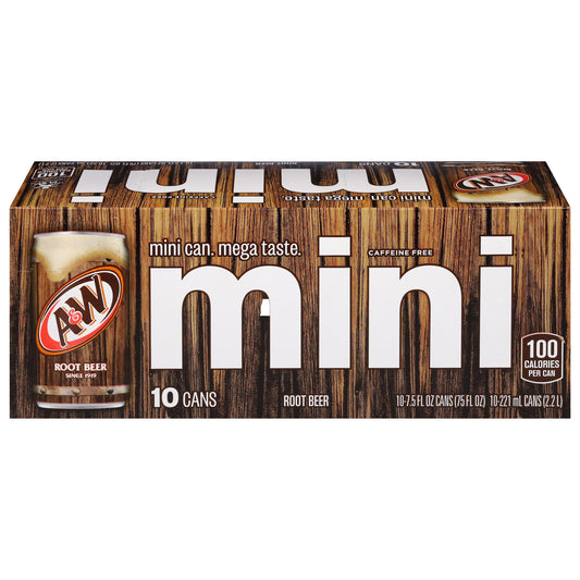 A&W Caffeine Free Root Beer Mini 10 - 7.5 fl oz Cans
