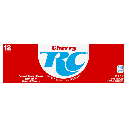 RC Cherry Cola Soda, 12 fl oz cans, 12 pack