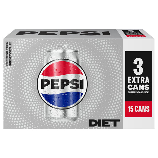 Diet Pepsi Soda Cola 12 Fl Oz 15 Count