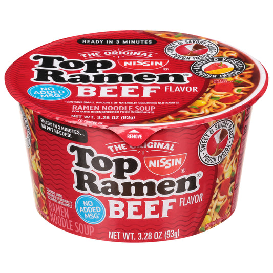 Nissin Top Ramen Beef Flavor Ramen Noodle Soup 3.28 oz