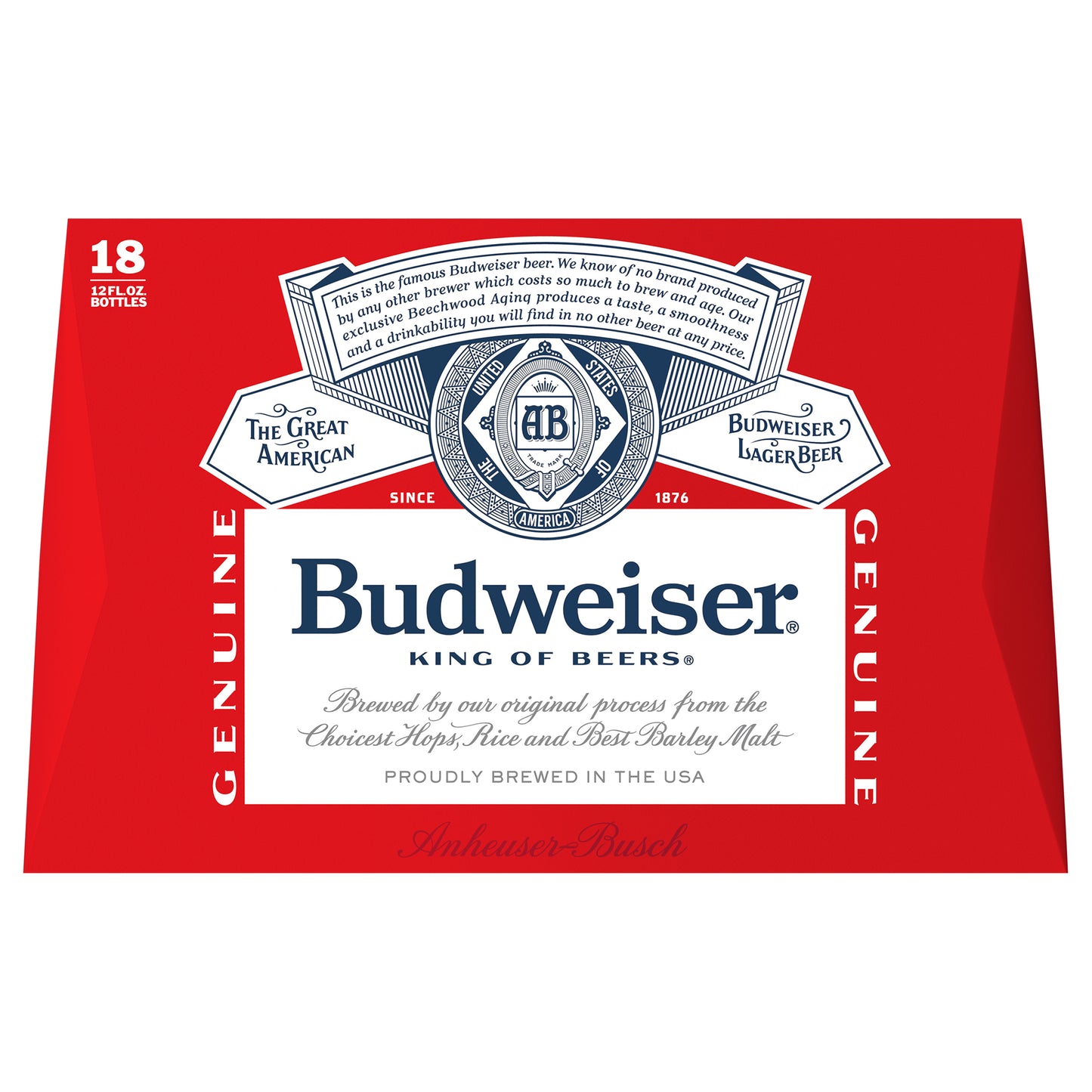 Budweiser Beer, 18 Pack Beer, 12 FL OZ Bottles, 5% ABV
