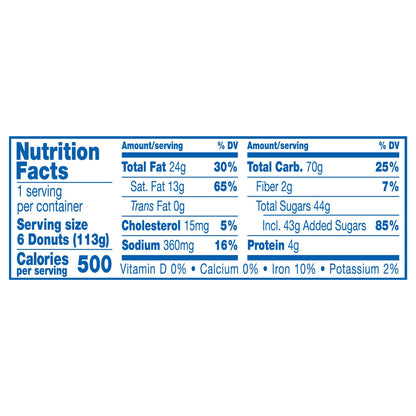 HOSTESS Crunch DONETTES Donuts Single Serve, 6 Count, 4 oz