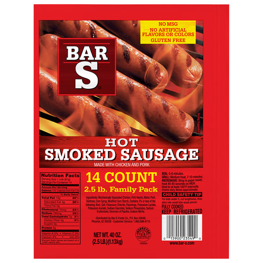 Bar-S® Hot Smoked Sausage 14 ct Pack