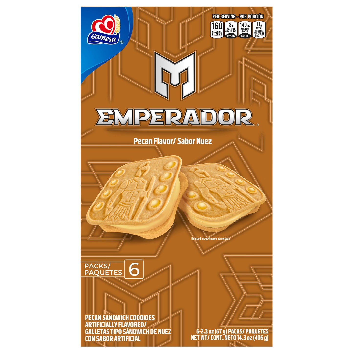 Gamesa Emperador Cookies Peacn Sandwich Artificially Flavored 2.3 Oz 6 Count