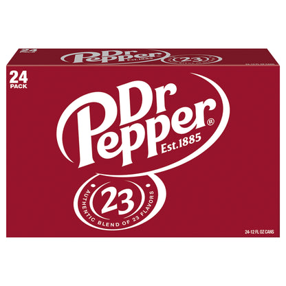 Dr Pepper Soda, 12 fl oz cans, 24 pack